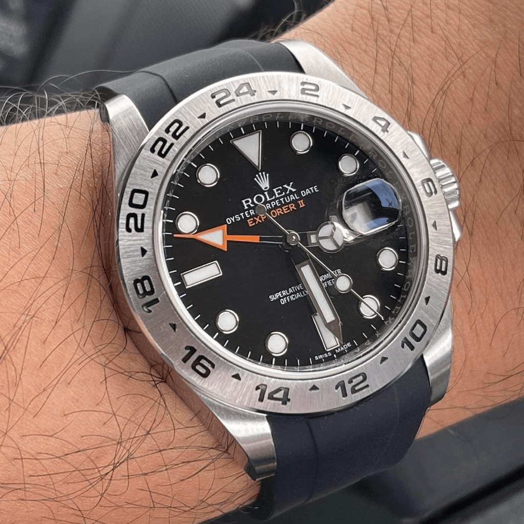 21mm Curved Ended Black Rubber Strap - Tempomat Madrid