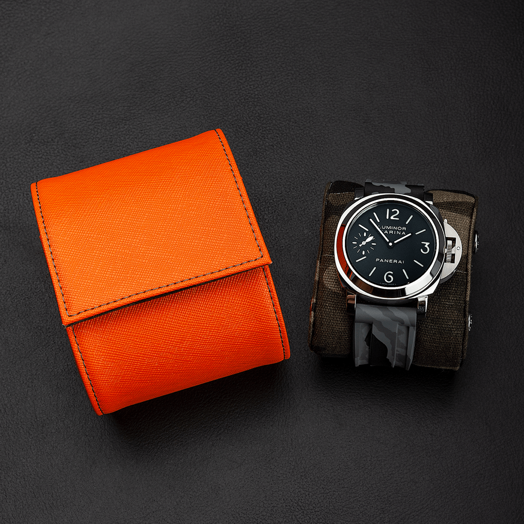 Individual Orange Saffiano Leather Watch Roll - Tempomat Madrid