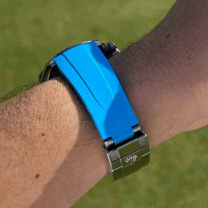 FKM Vulcanized Marbella Blue Rubber strap for Rolex Deployant buckle - Tempomat Madrid