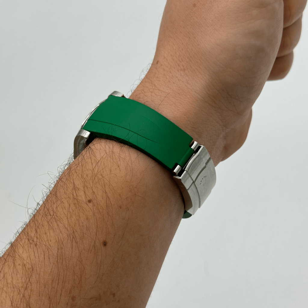 FKM Vulcanized Green Rubber strap for Rolex Deployant buckle - Tempomat Madrid