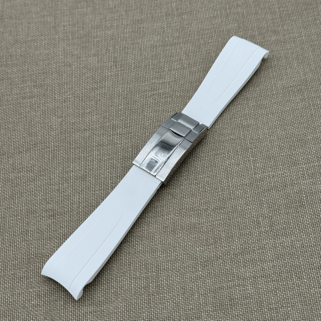FKM Vulcanized White Rubber strap for Rolex Deployant buckle - Tempomat Madrid