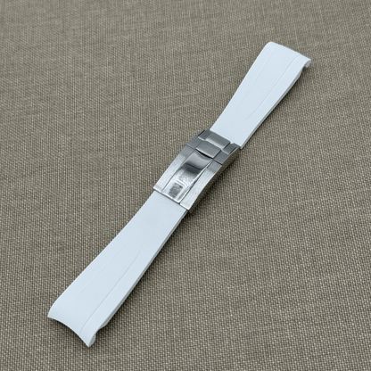 FKM Vulcanized White Rubber strap for Rolex Deployant buckle - Tempomat Madrid