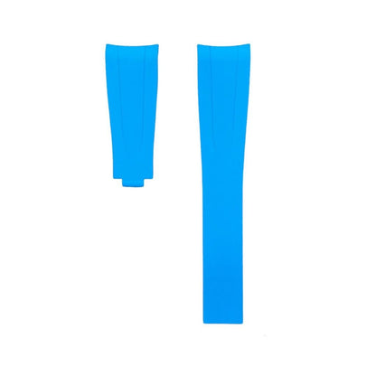 FKM Vulcanized Marbella Blue Rubber strap for Rolex Deployant buckle - Tempomat Madrid