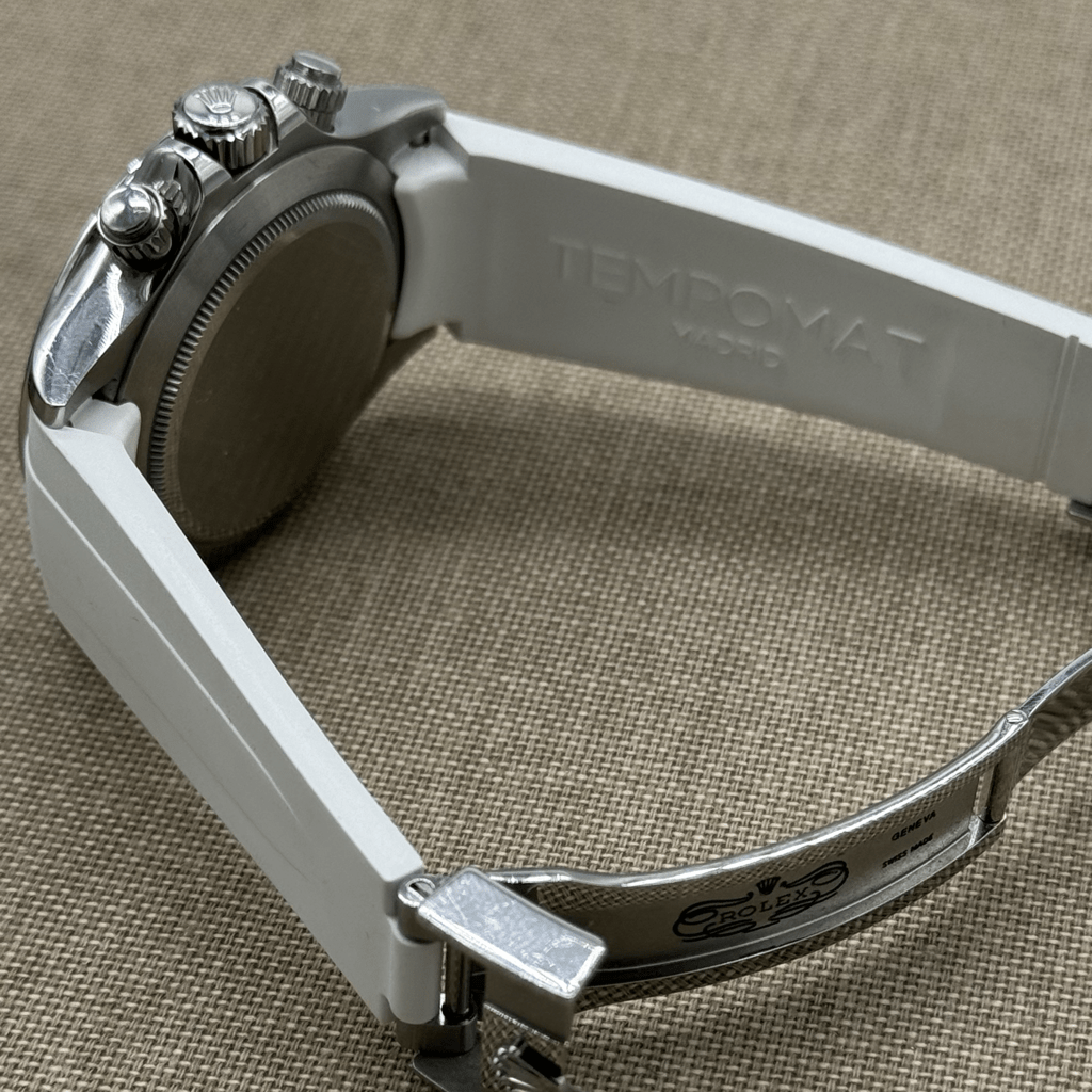 FKM Vulcanized White Rubber strap for Rolex Deployant buckle - Tempomat Madrid