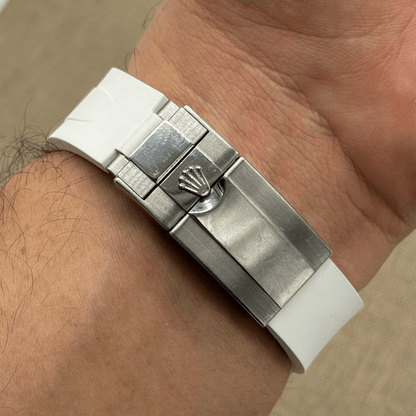 FKM Vulcanized White Rubber strap for Rolex Deployant buckle - Tempomat Madrid