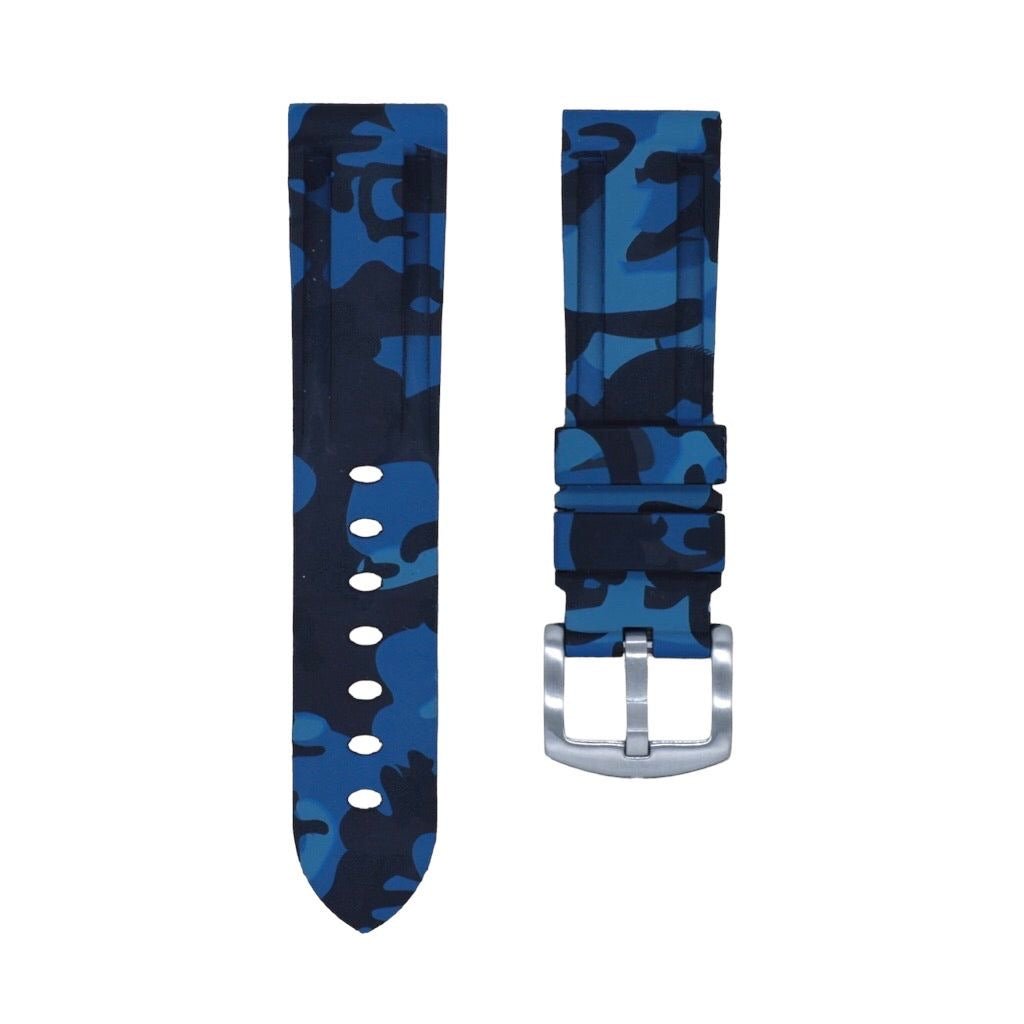 22mm Blue Camo Rubber Strap - Tempomat Madrid