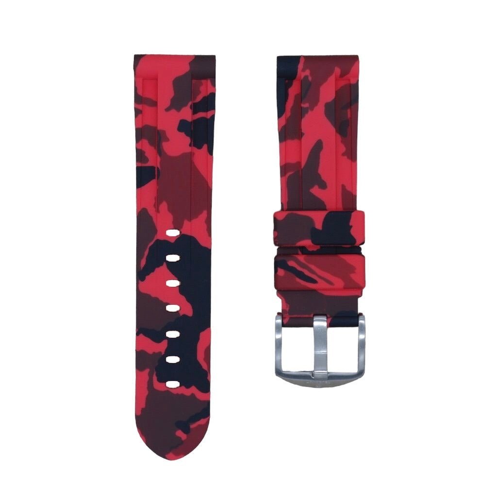 24mm Red Camo Rubber Strap - Tempomat Madrid