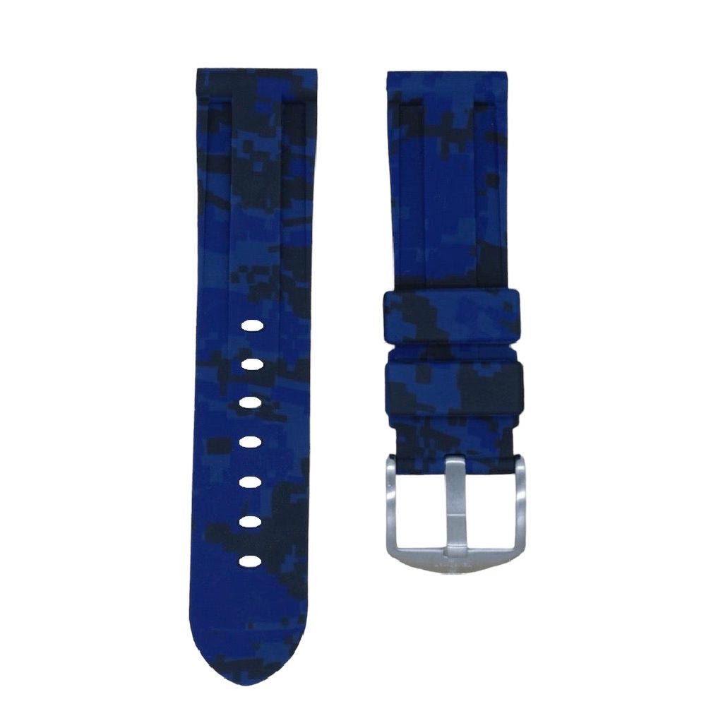 24mm Blue Digital Camo Rubber Strap - Tempomat Madrid