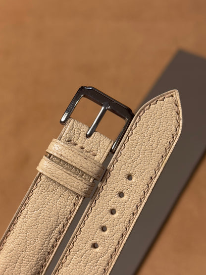 Ręcznie robiony pasek ze skóry koziej - beżowy