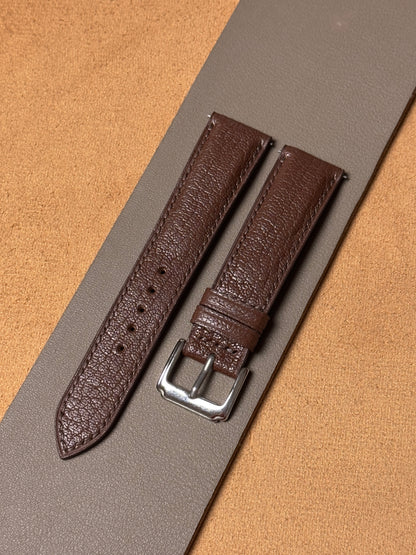 Ręcznie robiony pasek ze skóry koziej - ciemnobrązowy