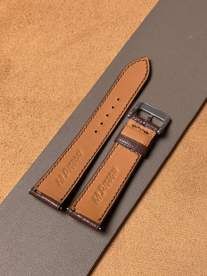 Ręcznie robiony pasek ze skóry koziej - ciemnobrązowy