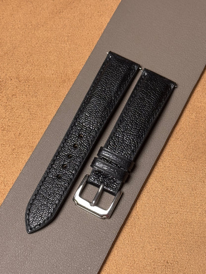 Ręcznie robiony pasek ze skóry koziej - czarny