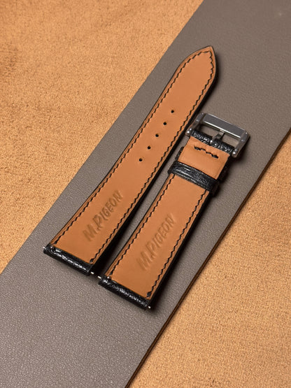 Ręcznie robiony pasek ze skóry koziej - czarny