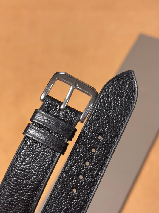 Ręcznie robiony pasek ze skóry koziej - czarny