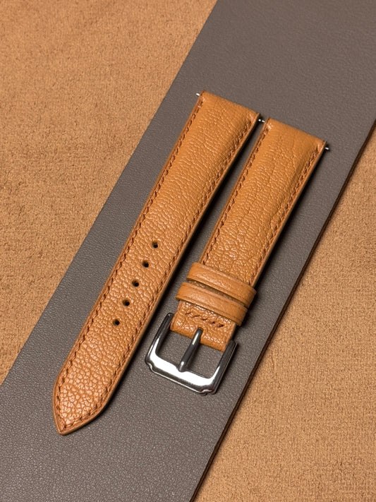 Ręcznie robiony pasek ze skóry koziej - brązowy