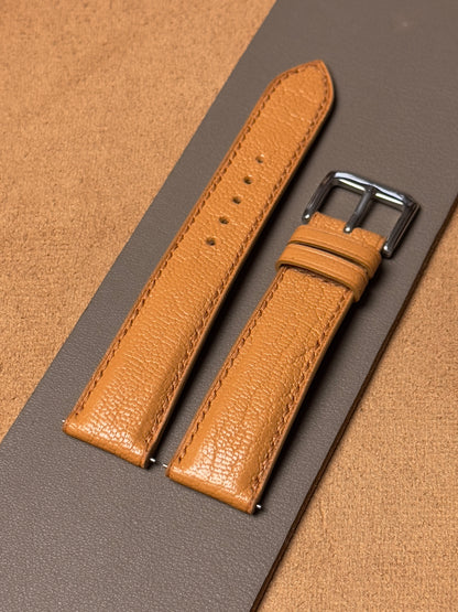 Ręcznie robiony pasek ze skóry koziej - brązowy