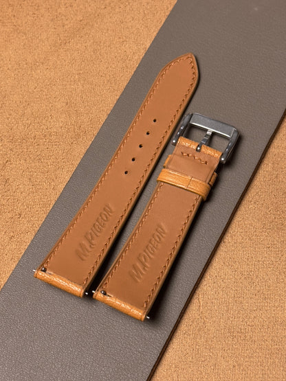 Ręcznie robiony pasek ze skóry koziej - brązowy