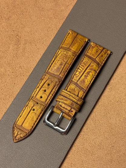 Ręcznie robiony pasek ze skóry krokodyla - two-tone brązowy