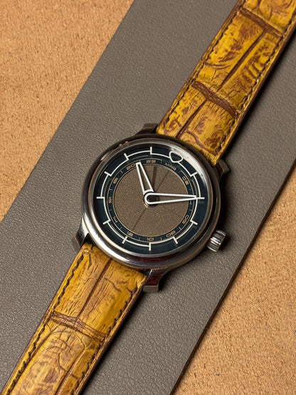 Ręcznie robiony pasek ze skóry krokodyla - two-tone brązowy