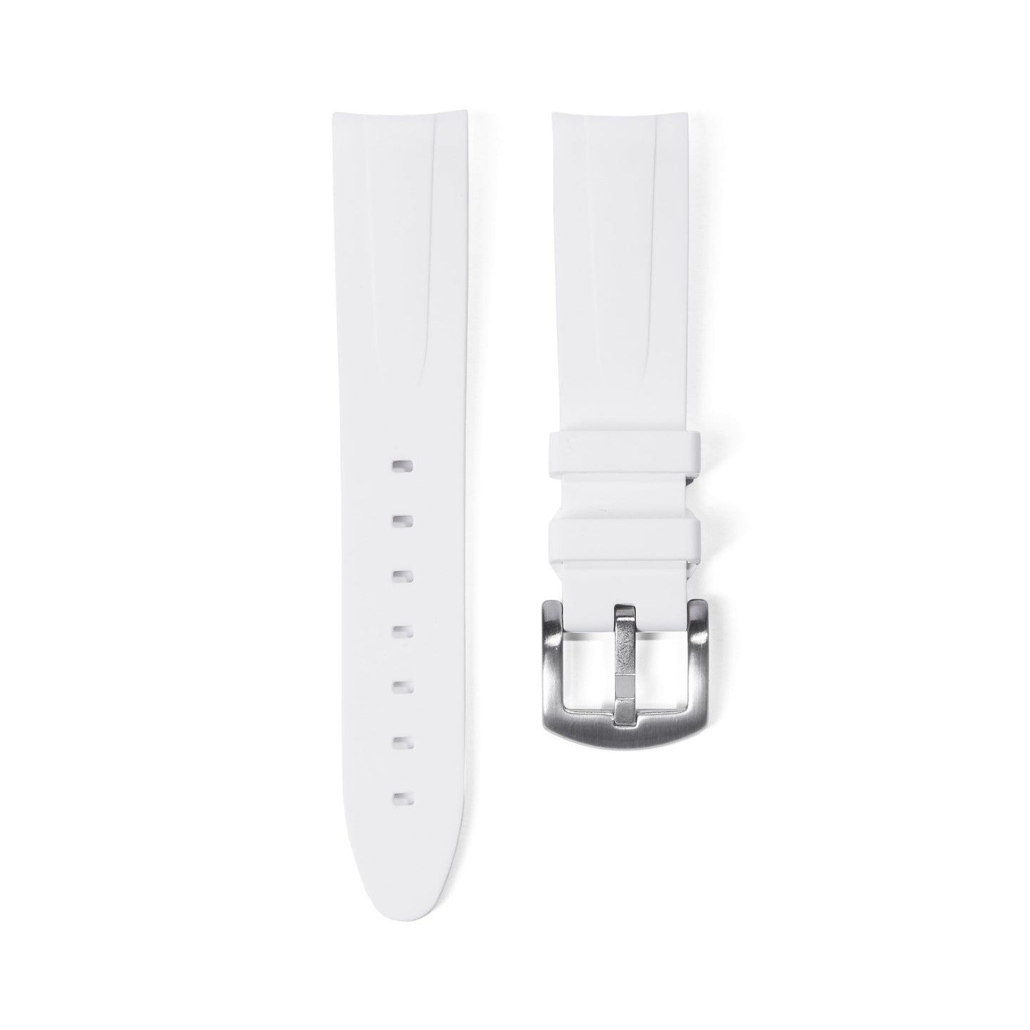 20mm Curved Ended White Rubber Strap - Tempomat Madrid