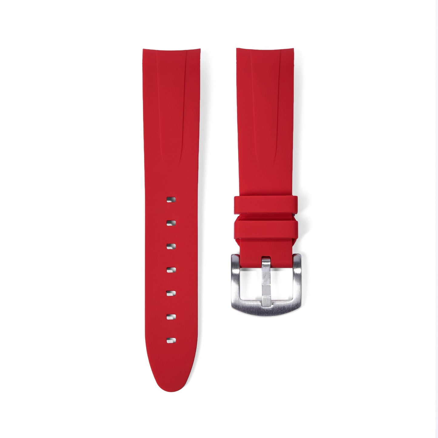 20mm Curved Ended Red Rubber Strap - Tempomat Madrid