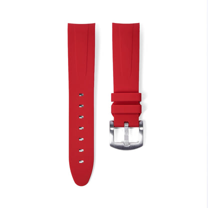 20mm Curved Ended Red Rubber Strap - Tempomat Madrid