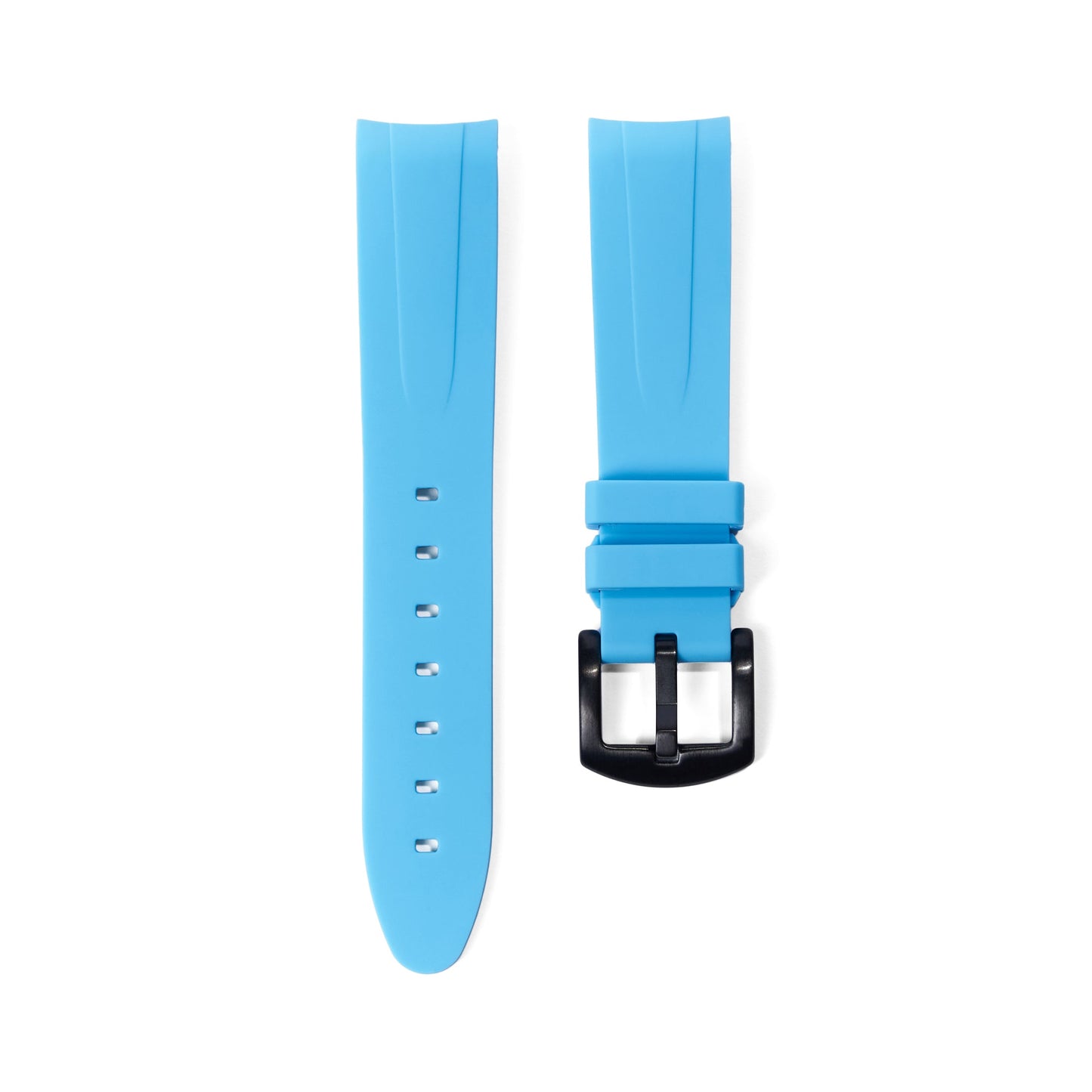 20mm Curved Ended Blue Marbella Rubber Strap - Tempomat Madrid