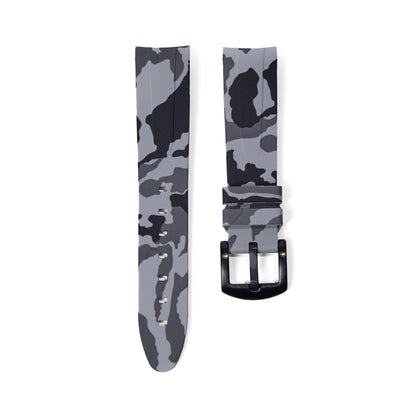 20mm Curved Ended Grey Camo Rubber Strap - Tempomat Madrid