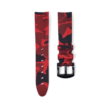 20mm Curved Ended Red Camo Rubber Strap - Tempomat Madrid