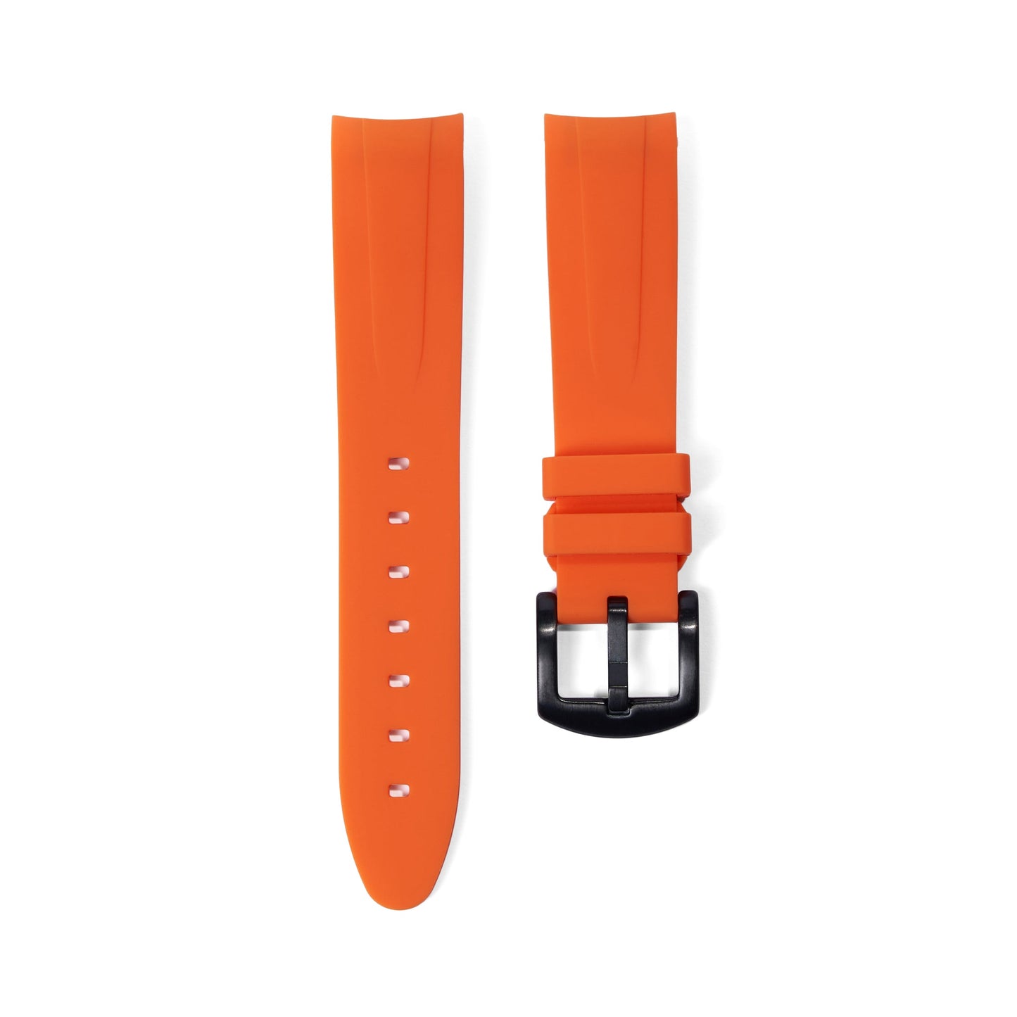 20mm Curved Ended Orange Rubber Strap - Tempomat Madrid