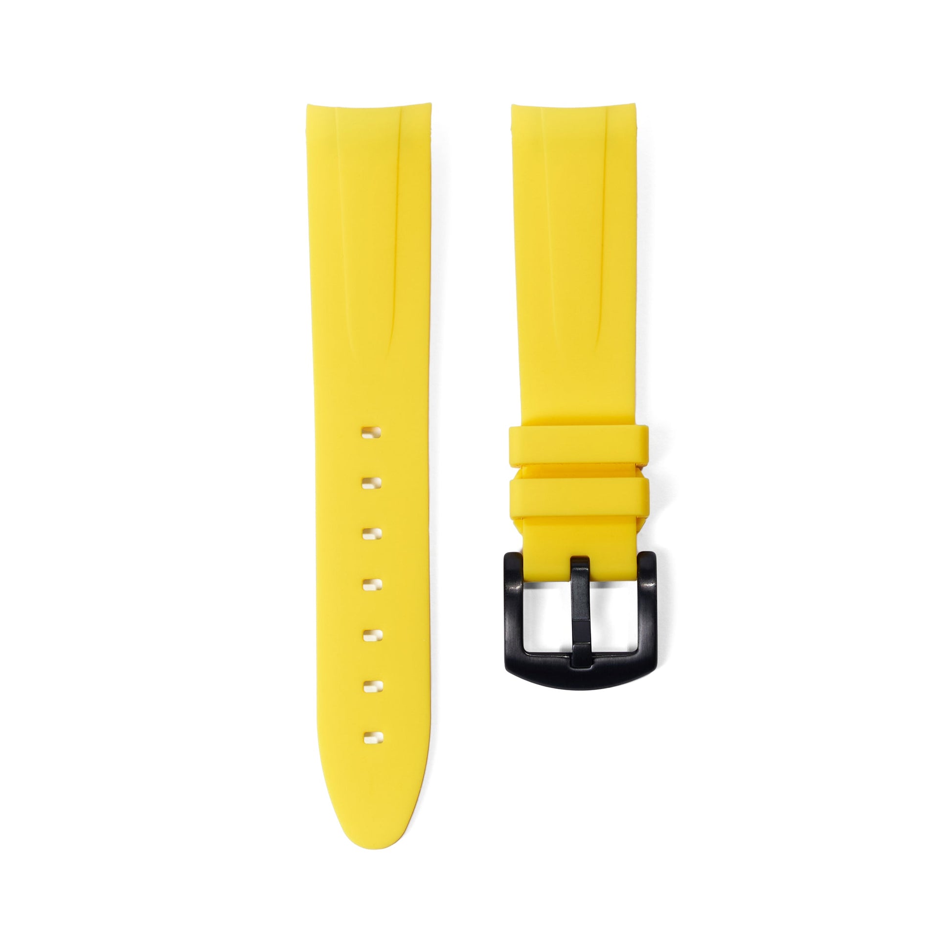 20mm Curved Ended Yellow Lemon Rubber Strap - Tempomat Madrid