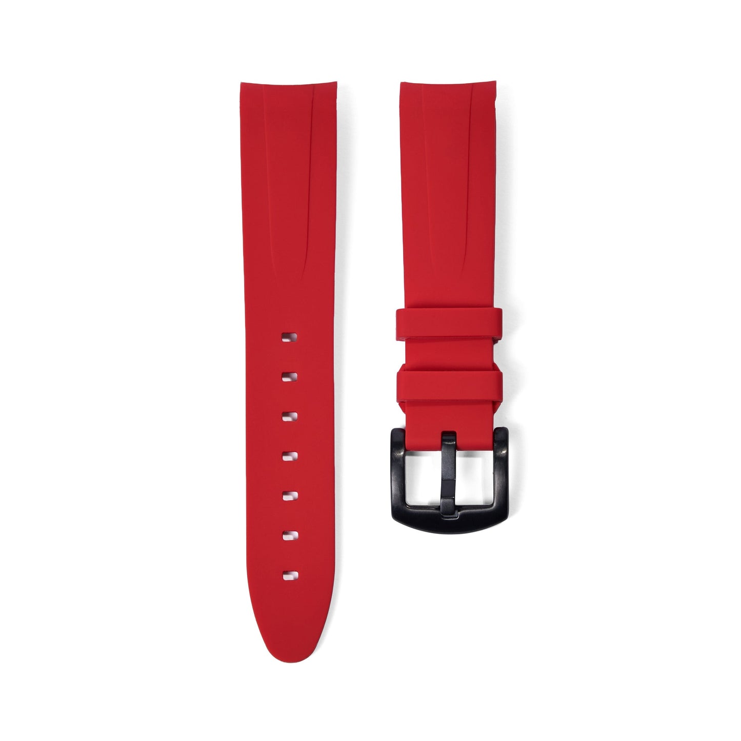 20mm Curved Ended Red Rubber Strap - Tempomat Madrid