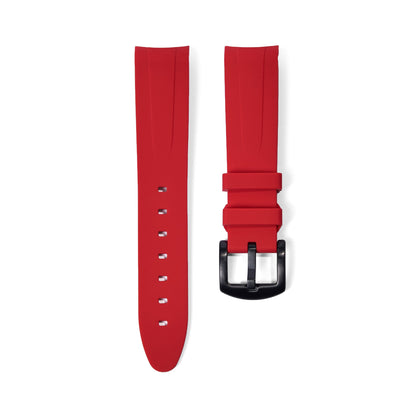 20mm Curved Ended Red Rubber Strap - Tempomat Madrid