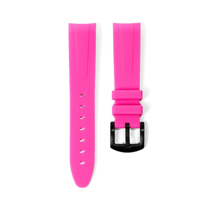 Limited Edition 20mm Curved Ended Pink Rubber Strap - Tempomat Madrid