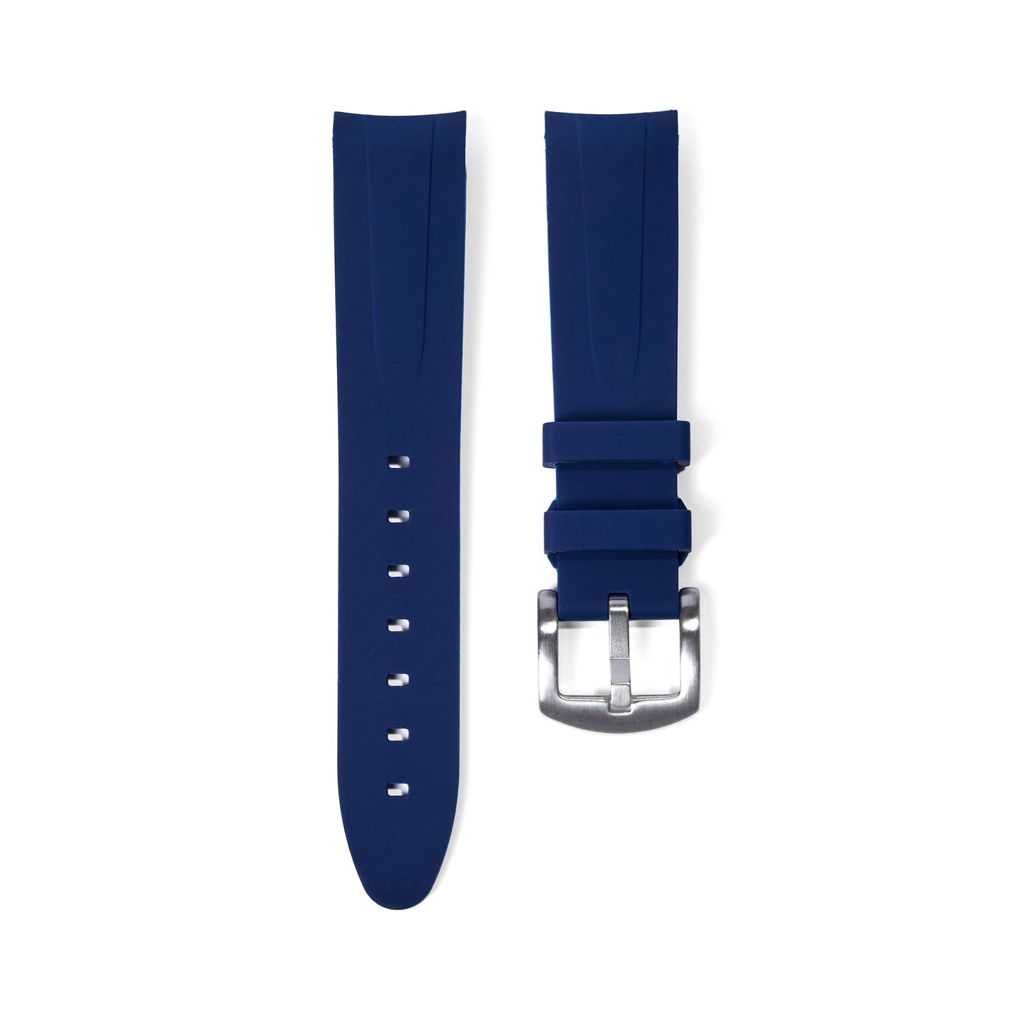 20mm Curved Ended Blue Rubber Strap - Tempomat Madrid