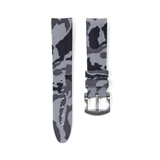 20mm Curved Ended Grey Camo Rubber Strap - Tempomat Madrid