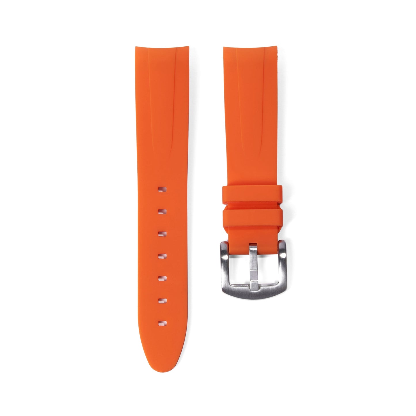 20mm Curved Ended Orange Rubber Strap - Tempomat Madrid
