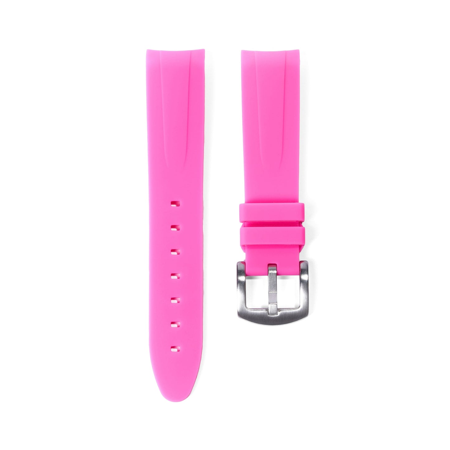 Limited Edition 20mm Curved Ended Pink Rubber Strap - Tempomat Madrid