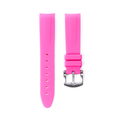 Limited Edition 20mm Curved Ended Pink Rubber Strap - Tempomat Madrid