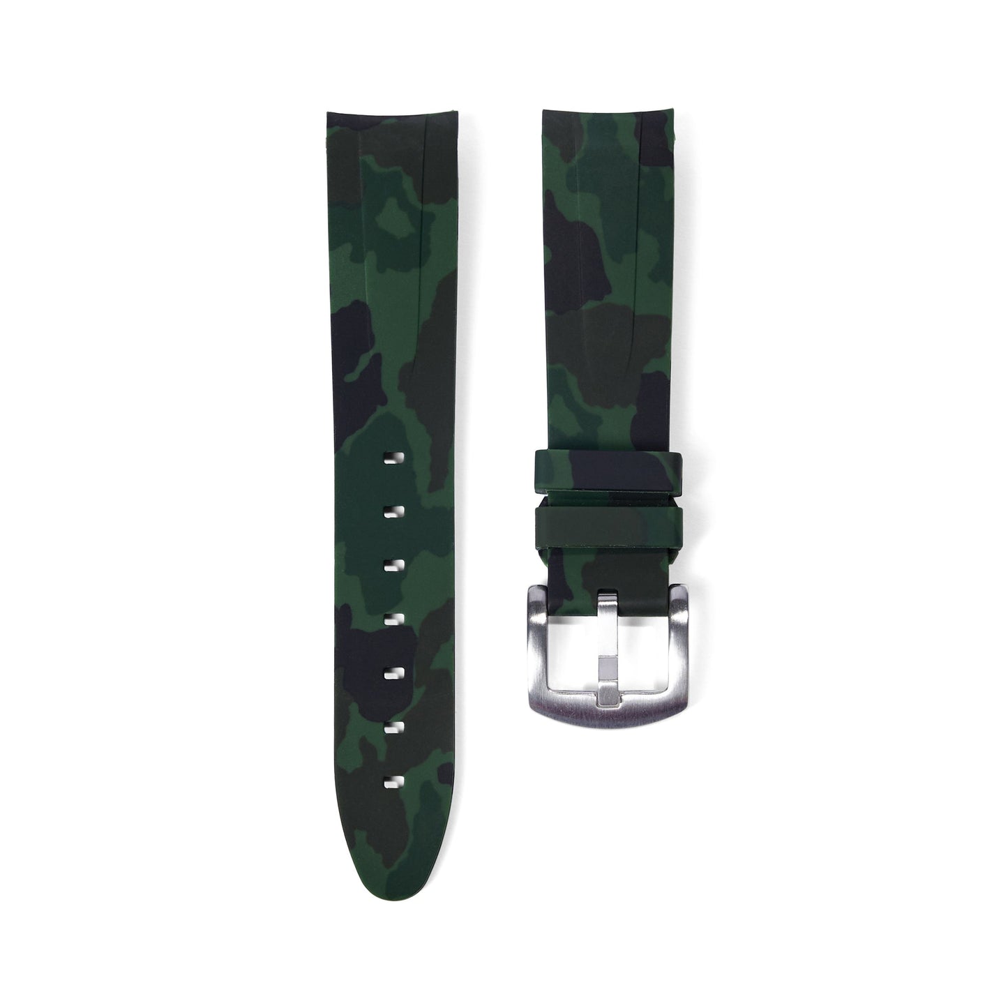 20mm Curved Ended Green Camo Rubber Strap - Tempomat Madrid