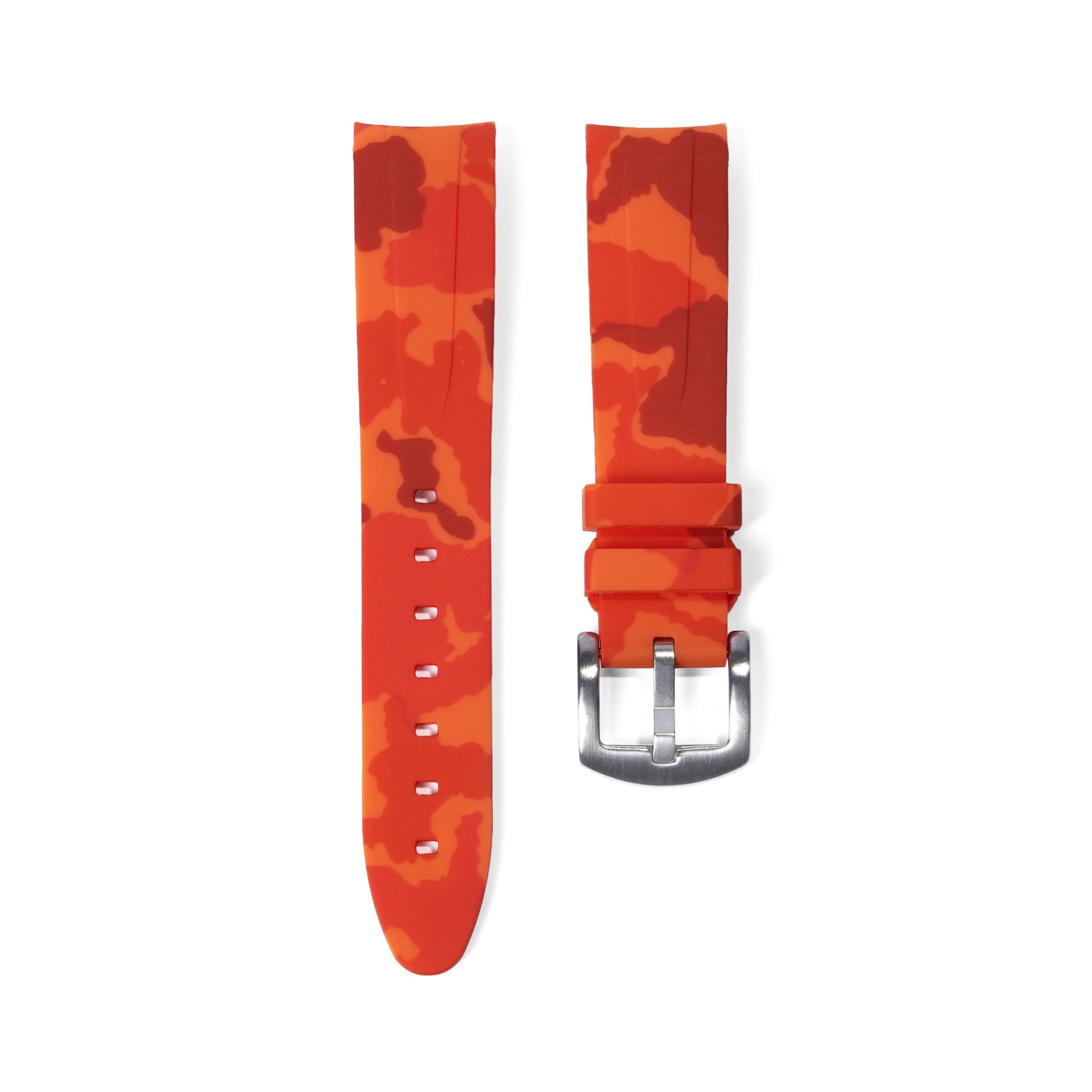 20mm Curved Ended Orange Camo Rubber Strap - Tempomat Madrid