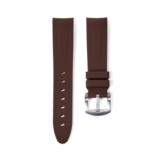 20mm Curved Ended Brown Rubber Strap - Tempomat Madrid