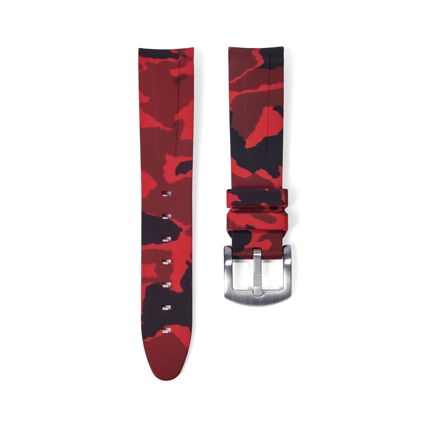 20mm Curved Ended Red Camo Rubber Strap - Tempomat Madrid