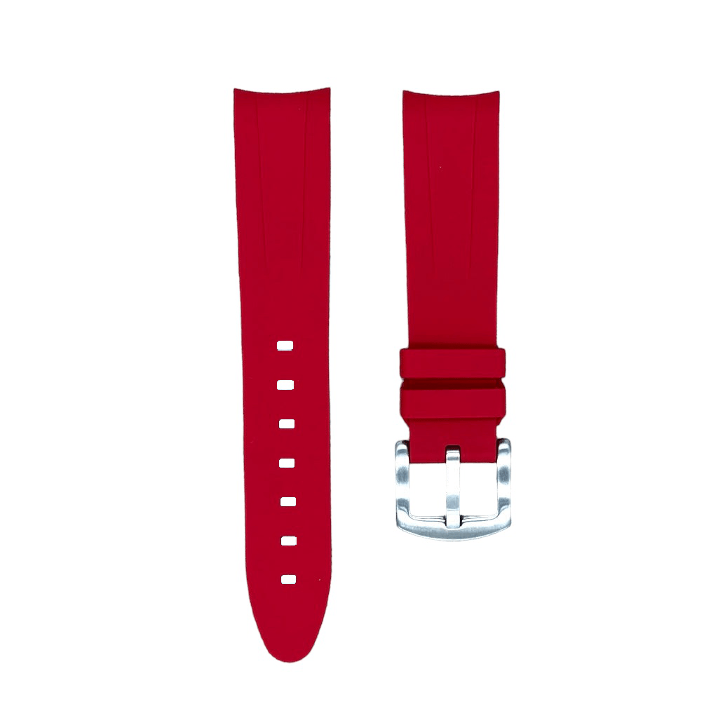20mm Curved Ended Red Wine Rubber Strap - Tempomat Madrid