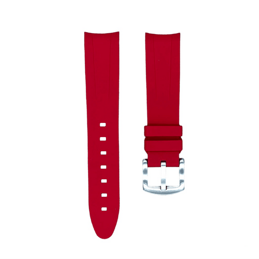 20mm Curved Ended Red Wine Rubber Strap - Tempomat Madrid