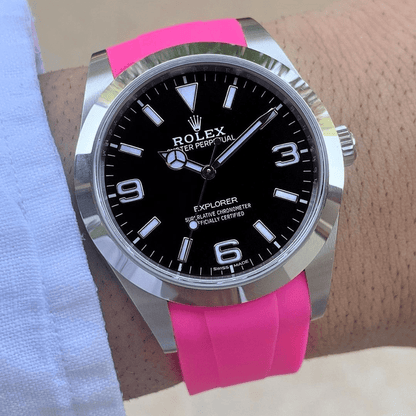 Limited Edition 20mm Curved Ended Pink Rubber Strap - Tempomat Madrid