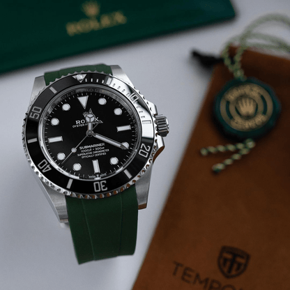 21mm Curved Ended Green Rubber Strap - Tempomat Madrid