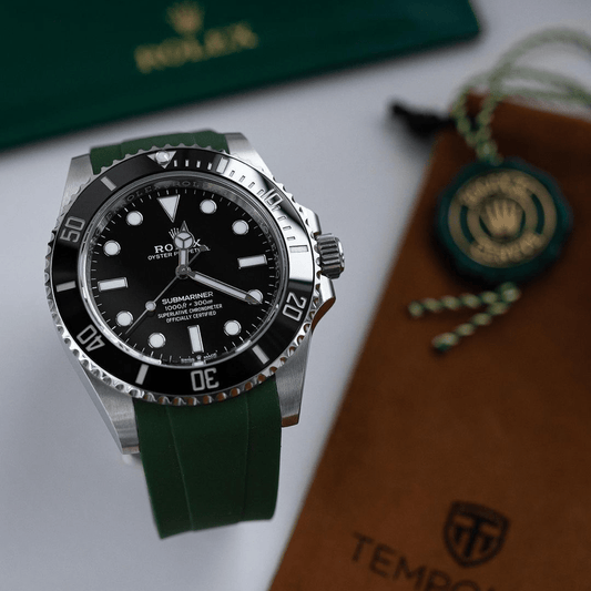 21mm Curved Ended Green Rubber Strap - Tempomat Madrid