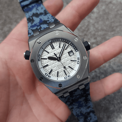 Blue Digi Camo Rubber Strap for AP 42mm - Tempomat Madrid