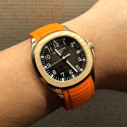 FKM Vulcanized Orange Rubber Strap for Patek Aquanaut - Tempomat Madrid